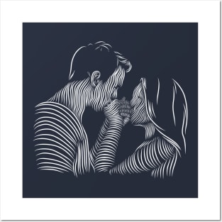 kissing a silhouette Posters and Art